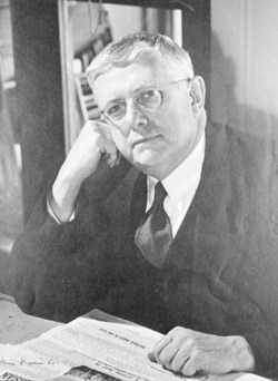 A scan of a black and white portrait image showing former politician Herbert Evatt.