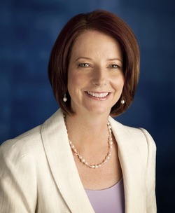 A portrait image showing former prime minister Julia Gillard.