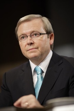A portrait image showing former prime minister Kevin Rudd.