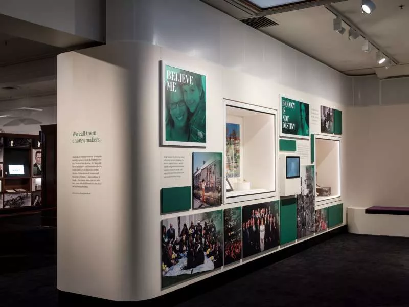 Changemakers features objects, images and quotes that tell the stories of transformation in women’s political, civil, and economic freedoms.