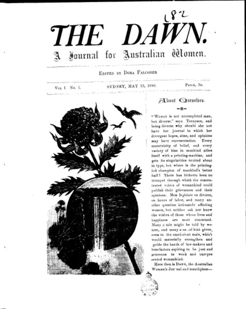 Photocopy of The Dawn newspaper, owned by businesswoman Louisa Lawson. 