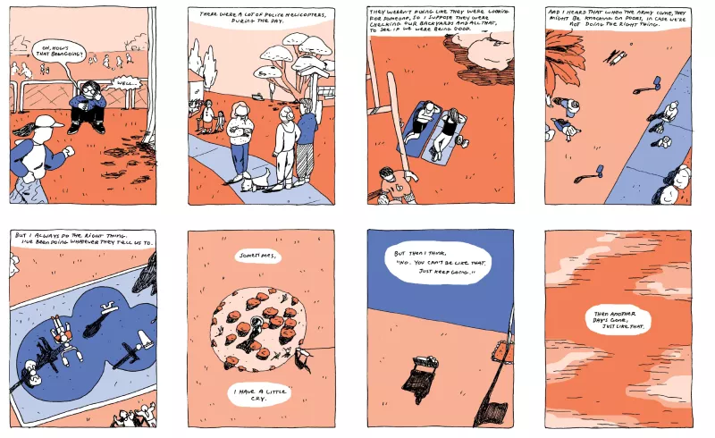 This cartoon examines one person's response, via a phone call with someone else, to the lockdowns in 2021. This cartoon examines one person's response, via a phone call with someone else, to the lockdowns in 2021.