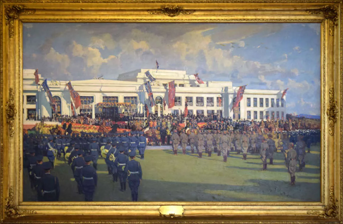 Septimus Power’s painting of the opening of the Parliament House in 1927 Septimus Power’s painting of the opening of the Parliament House in 1927
