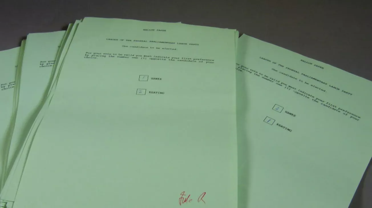 The ballot papers from both of Paul Keating’s leadership challenges against Bob Hawke The ballot papers from both of Paul Keating’s leadership challenges against Bob Hawke