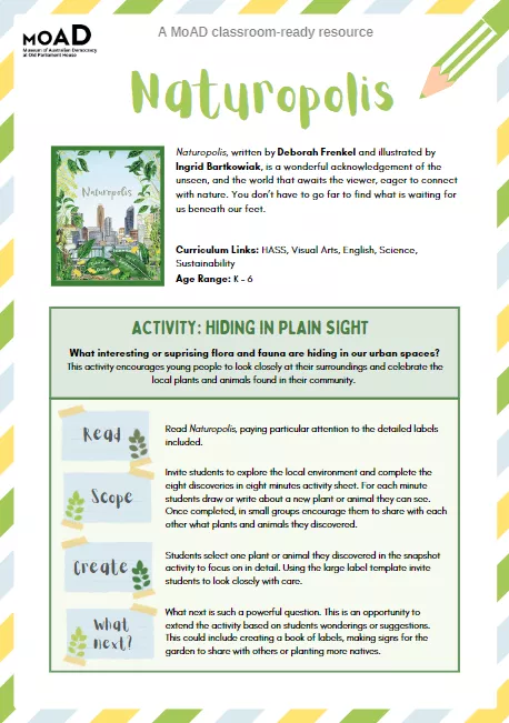 The first page of the Naturopolis activity sheet.