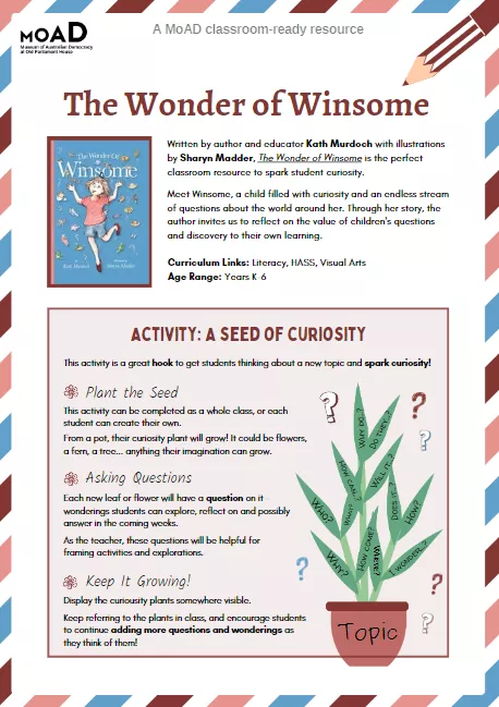 The first page of The Wonder of Winsome activity sheet.