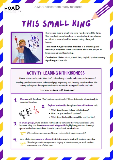 First page of Leading With Kindness activity sheet. 