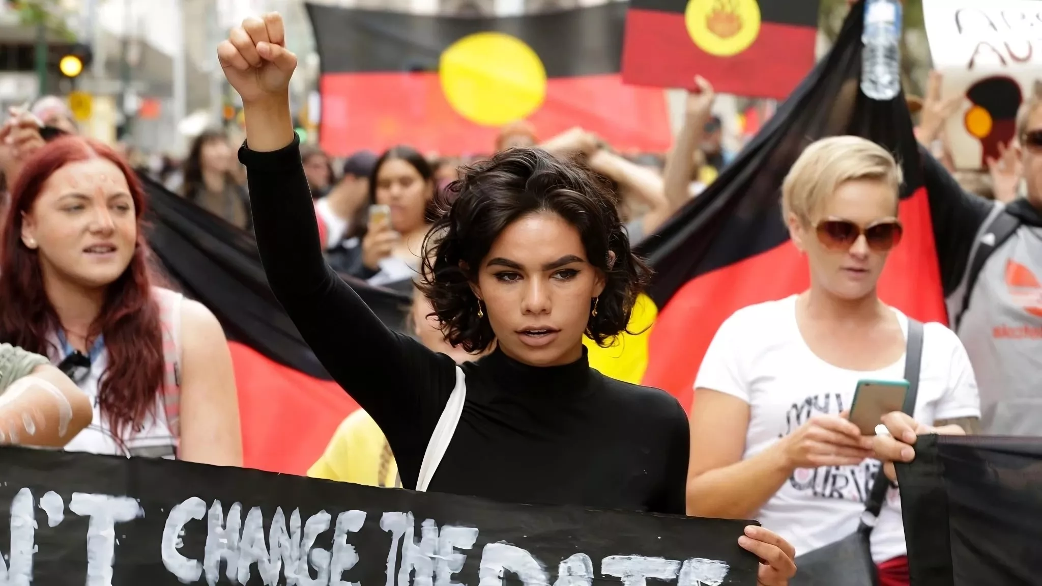 Aretha Brown at an Invasion Day rally held in Melbourne Aretha Brown at an Invasion Day rally held in Melbourne