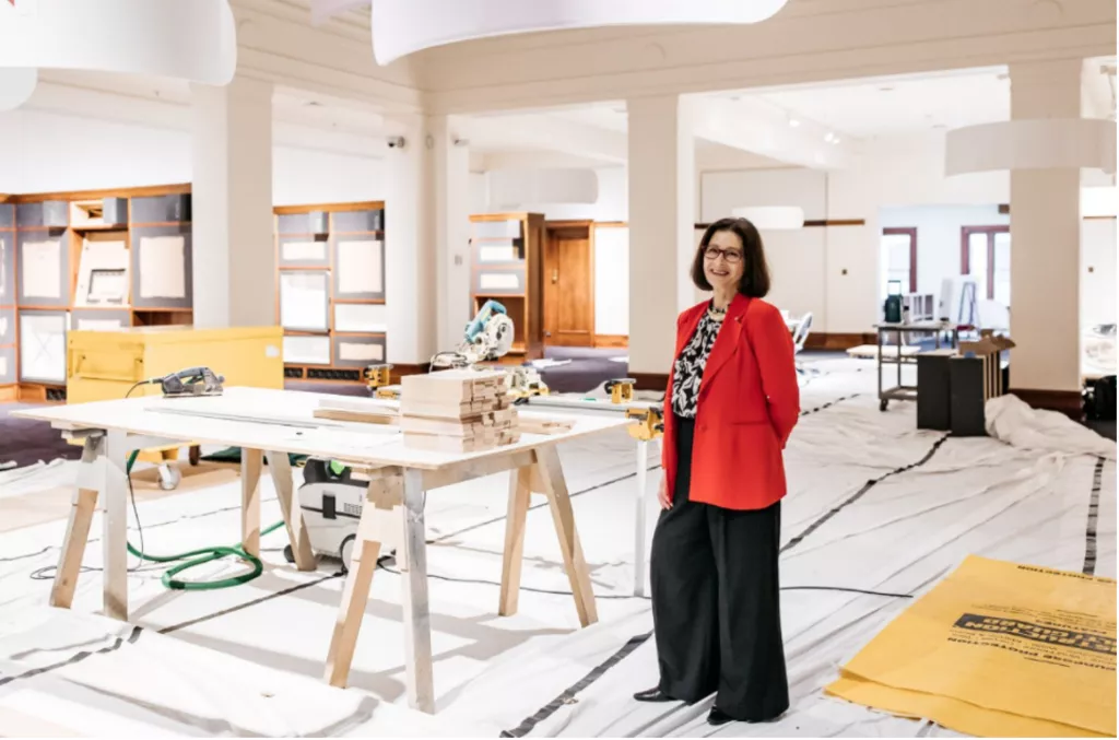 Former MoAD Director Daryl Karp standing inside the not-yet-completed Democracy DNA exhibition space in early 2022. Former MoAD Director Daryl Karp standing inside the not-yet-completed Democracy DNA exhibition space in early 2022.