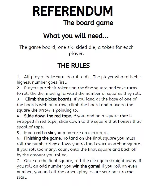 Referendum: the board game - the rules