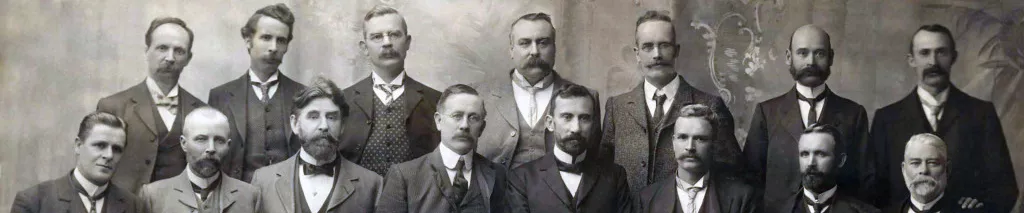 Group photograph of all Federal Labour Party MPs elected at the inaugural 1901 election