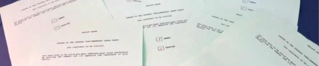 Ballot papers from the December 1991 challenge