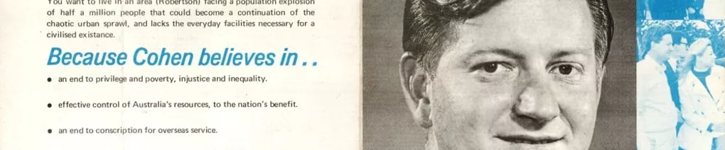 Campaign leaflet for Labor candidate Barry Cohen