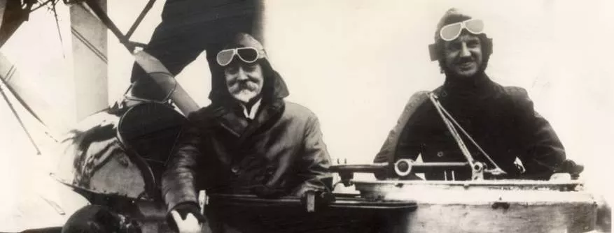 Sir Joseph Cook in an aircraft, 1914