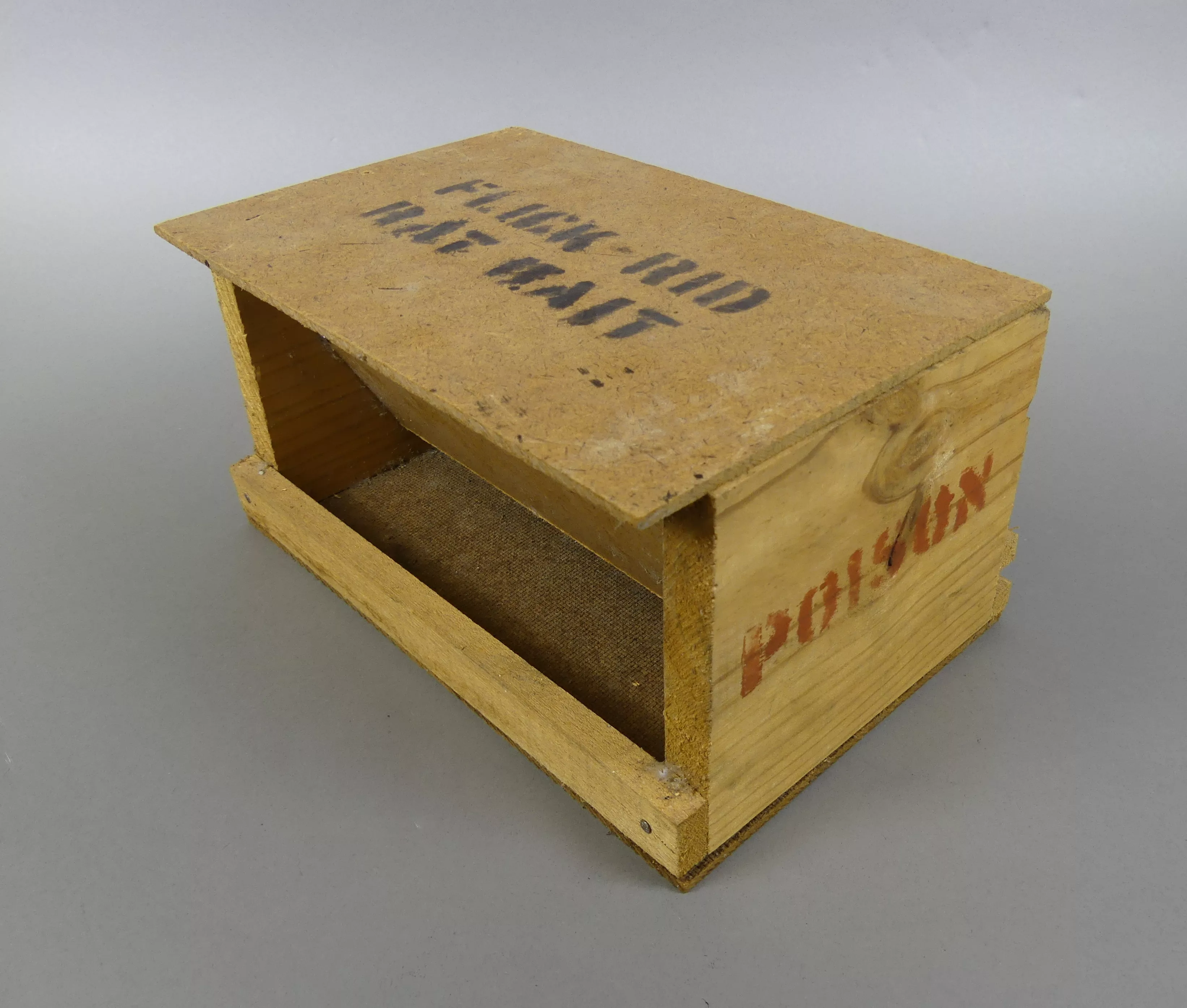 A wooden rat poison bait box A wooden rat poison bait box
