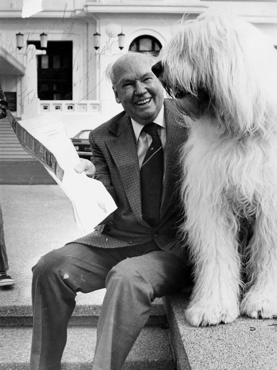 Sir John the sheep dog with his owner Sir John the sheep dog with his owner