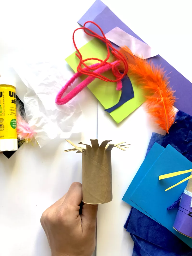 A toilet roll with the top cut into strips to represent hair. A toilet roll with the top cut into strips to represent hair.