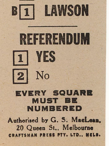 A how to vote card for Kooyong asking voters to vote 1 for their local member, Attorney General John Latham. A how to vote card for Kooyong asking voters to vote 1 for their local member, Attorney General John Latham.