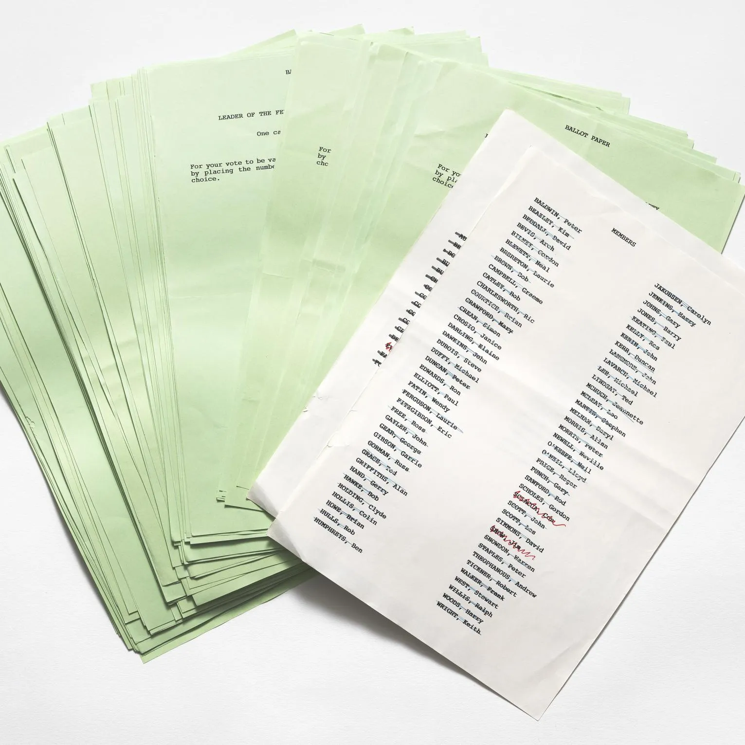 Bob Hawke vs Paul Keating leadership challenge ballot papers